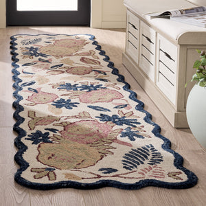 Safavieh Jardin Hand-Tufted Round Area Rug In Ivory & Blue — Wool-Cotton Blend, Floral Motif, Low-Profile Elegance 6'-0" x 6'-0" JAR371M-6R