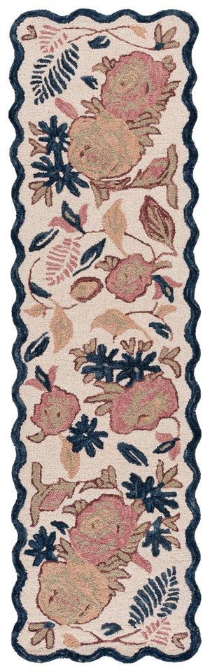 Safavieh Jardin Hand-Tufted Ivory Blue Floral Rug — Plush Wool-Cotton Low-Profile Design, Durable Elegance 5'-0" x 8'-0" JAR371M-5