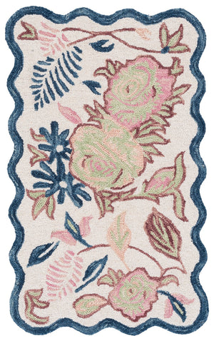 Safavieh Jardin Hand-Tufted Ivory Blue Floral Rug — Plush Wool-Cotton Low-Profile Design, Durable Elegance 5'-0" x 8'-0" JAR371M-5