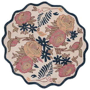 Safavieh Jardin Hand-Tufted Wool-Cotton Area Rug With Ivory And Blue Floral Motif, Low-Profile Luxury 1/2" 8'-0" x 10'-0" JAR371M-8