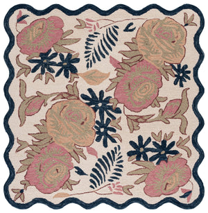 Safavieh Jardin Hand-Tufted Round Area Rug In Ivory & Blue — Wool-Cotton Blend, Floral Motif, Low-Profile Elegance 6'-0" x 6'-0" JAR371M-6R
