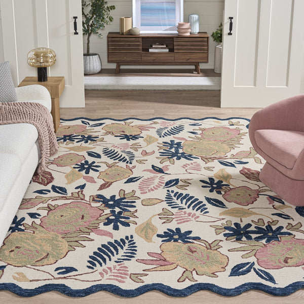 Safavieh Jardin Hand-Tufted Ivory And Blue Floral Runner — 85% Wool, 0.5" Plush Pile, Durable Hallway Elegance 2'-3" x 8'-0" JAR371M-28
