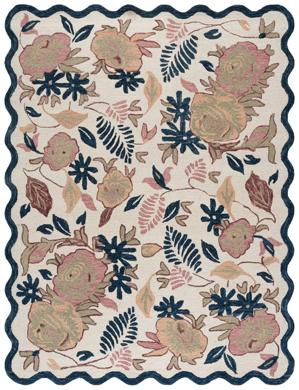 Safavieh Jardin Hand-Tufted Ivory And Blue Floral Runner — 85% Wool, 0.5" Plush Pile, Durable Hallway Elegance 2'-3" x 8'-0" JAR371M-28