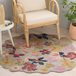 Safavieh Jardin Hand-Tufted Floral Rug In Light Blue & Yellow — 85% Wool, Low-Profile 1/2" Pile, Boho Charm 6'-0" x 6'-0" JAR372L-66S