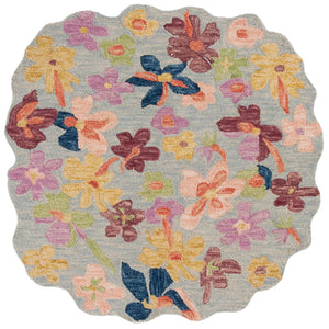 Safavieh Jardin Hand-Tufted Floral Rug In Light Blue & Yellow — 85% Wool, Low-Profile 1/2" Pile, Boho Charm 6'-0" x 6'-0" JAR372L-66S