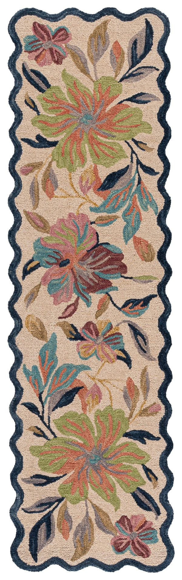 Safavieh Jardin Hand-Tufted Ivory And Blue Floral Rug — Wool-Cotton Blend, Low Pile Elegance For Home Decor 4'-0" x 6'-0" JAR373A-4