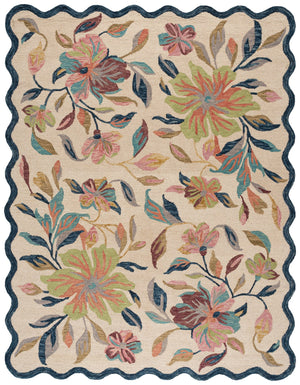 Safavieh Jardin Hand-Tufted Round Ivory And Blue Floral Rug — Wool-Cotton Blend, Plush Low-Profile Elegance 6'-0" x 6'-0" JAR373A-6R