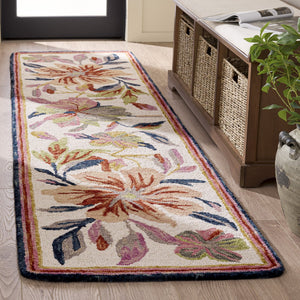 Safavieh Jardin Ivory Rust Runner Hand-Tufted Wool-Cotton Floral Hallway Rug — Low Profile, Durable Elegance 2'-3" x 8'-0" JAR373P-28