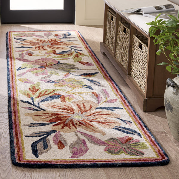 Safavieh Jardin Hand‑Tufted Ivory Rust Area Rug — Wool‑Cotton Blend, Floral Texture, Durable Comfort For Home 5'-0" x 8'-0" JAR373P-5
