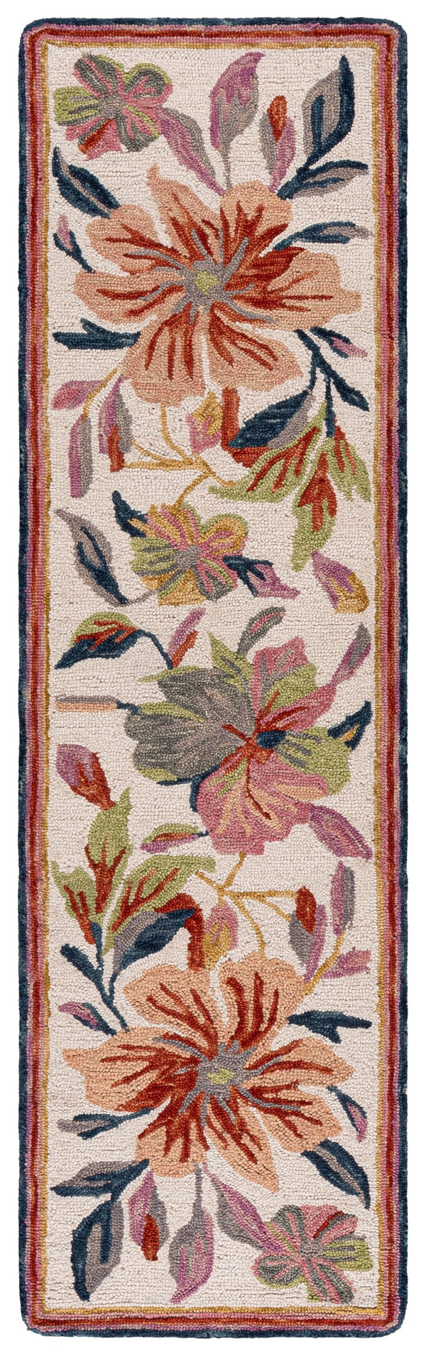 Safavieh Jardin Hand‑Tufted Ivory And Rust Floral Rug — Wool‑Cotton Blend, Low Pile, Rustic Elegance For Homes 6'-0" x 6'-0" JAR373P-6SQ