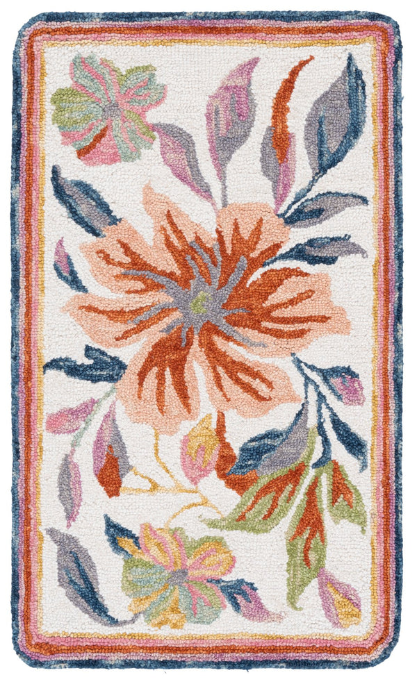 Safavieh Jardin Hand-Tufted Round Rug In Ivory And Rust Floral — Wool-Cotton Blend, Low Pile, Timeless Charm 6'-0" x 6'-0" JAR373P-6R