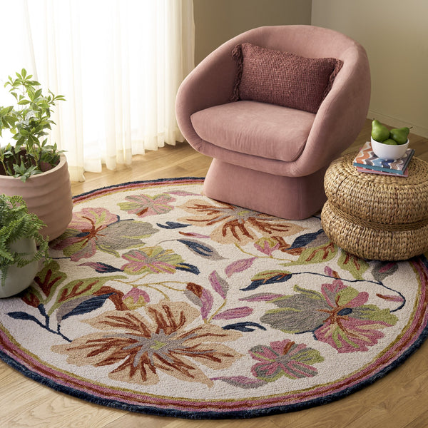 Safavieh Jardin Hand‑Tufted Ivory Rust Area Rug — Wool‑Cotton Blend, Floral Texture, Durable Comfort For Home 5'-0" x 8'-0" JAR373P-5