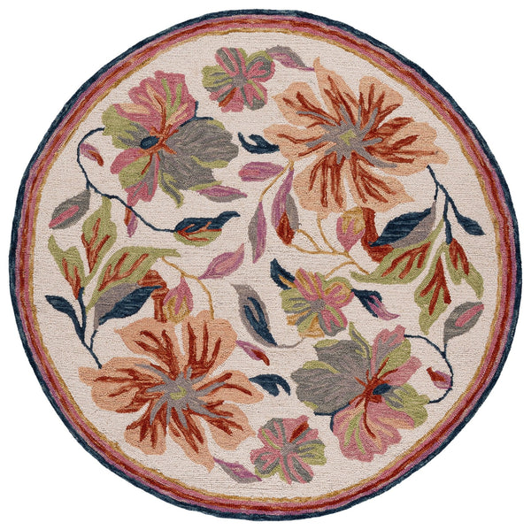 Safavieh Jardin Ivory Rust Area Rug — Hand-Tufted Wool-Cotton Plush 1/2" Pile, Floral Accent For Farmhouse DéCor 4'-0" x 6'-0" JAR373P-4