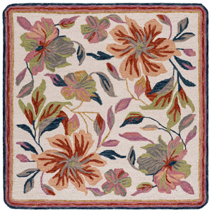 Safavieh Jardin Ivory Rust Area Rug — Hand-Tufted Wool-Cotton Plush 1/2" Pile, Floral Accent For Farmhouse DéCor 4'-0" x 6'-0" JAR373P-4