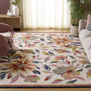 Safavieh Jardin Hand-Tufted Floral Rug In Ivory & Rust — Plush Wool-Cotton Blend, Timeless Farmhouse Anchor, Made In India 8'-0" x 10'-0" JAR373P-8