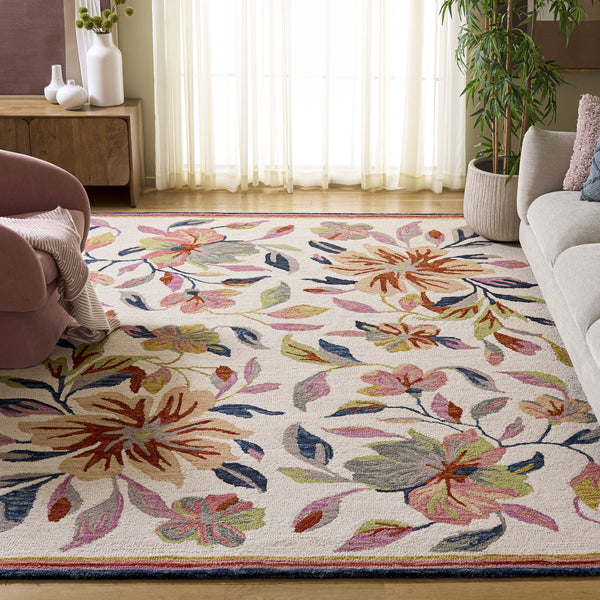 Safavieh Jardin Hand‑Tufted Ivory Rust Area Rug — Wool‑Cotton Blend, Floral Texture, Durable Comfort For Home 5'-0" x 8'-0" JAR373P-5