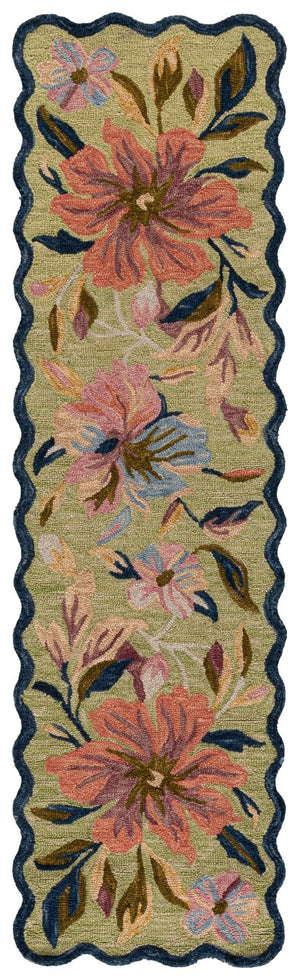 Safavieh Jardin Hand Tufted Wool Floral Runner Rug for Hallways and Entryways in Sage 2'-3" x 8'-0" JAR373Y-28