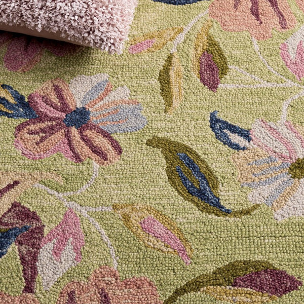 Safavieh Jardin Hand Tufted Wool Floral Runner Rug for Hallways and Entryways in Sage 2'-3" x 8'-0" JAR373Y-28