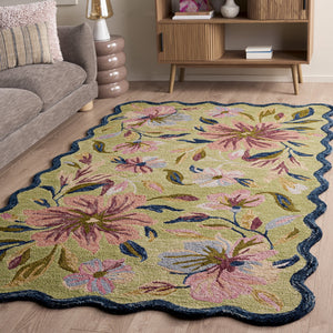 Safavieh Jardin Hand-Tufted Wool Area Rug In Light Green And Blue Floral — Soft, Low-Profile Elegance For Living Rooms 4'-0" x 6'-0" JAR373Y-4