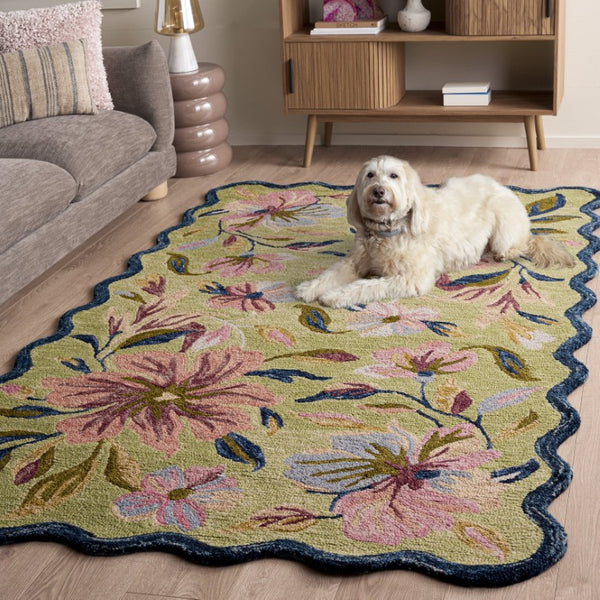 Safavieh Jardin Hand Tufted Wool Floral Runner Rug for Hallways and Entryways in Sage 5'-0" x 8'-0" JAR373Y-5