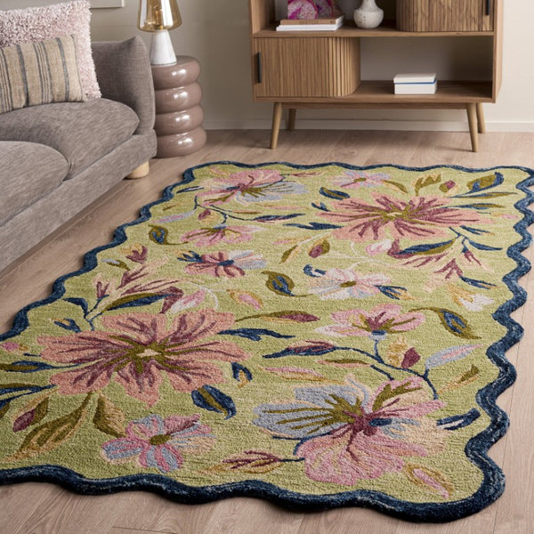 Safavieh Jardin Hand Tufted Wool Floral Runner Rug for Hallways and Entryways in Sage 5'-0" x 8'-0" JAR373Y-5