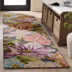 Safavieh Jardin Hand-Tufted Green & Light Blue Floral Rug, Wool-Cotton Blend, Artisanal Indian Craft For Cozy Elegance 9'-0" x 12'-0" JAR374Y-9