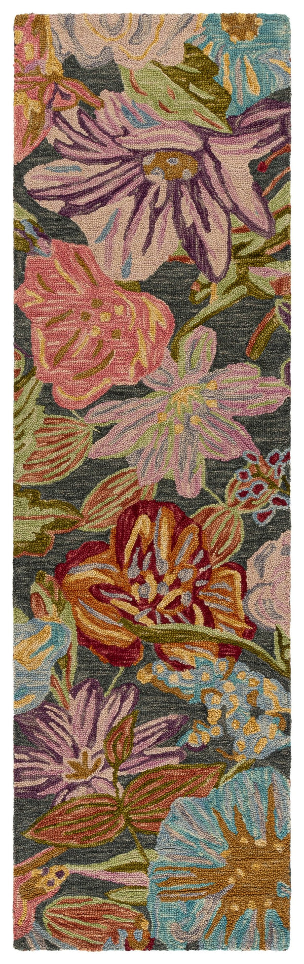Safavieh Jardin Hand‑Tufted Wool/Cotton Square Rug In Soothing Green & Light Blue Floral Tones, Low Pile 6'-0" x 6'-0" JAR374Y-6SQ