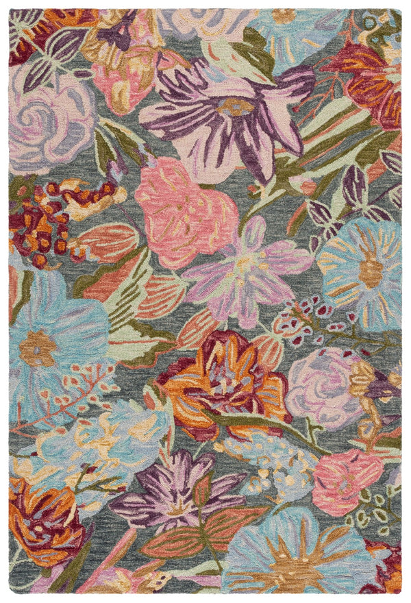 Safavieh Jardin Elegant Floral Area Rug - Hand Tufted Wool Blend - Timeless Serenity For Your Living Space Green ,Light Blue 85% Wool,15% Cotton Jar374y-8