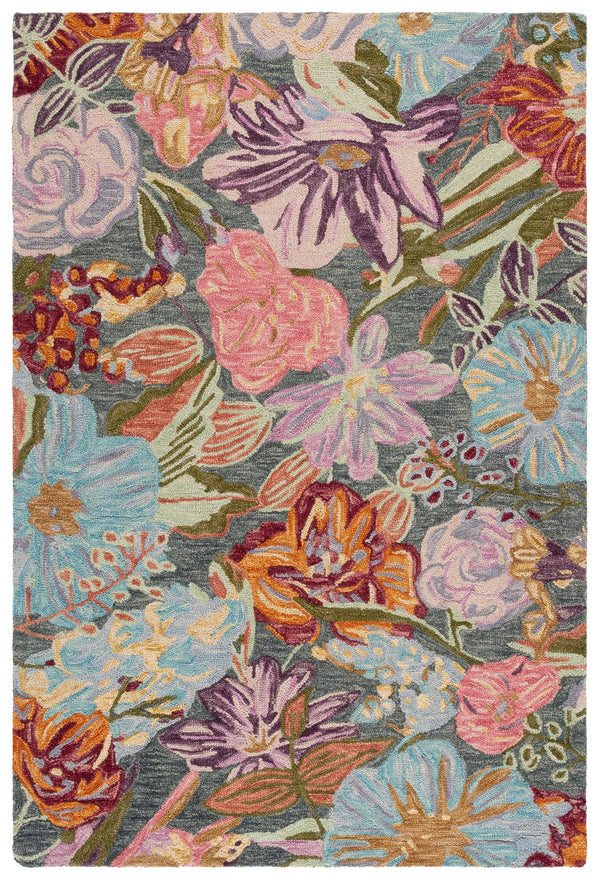 Safavieh Jardin Hand-Tufted Round Area Rug In Green & Light Blue Floral Motif, Wool-Cotton Luxury Accent 6'-0" x 6'-0" JAR374Y-6R