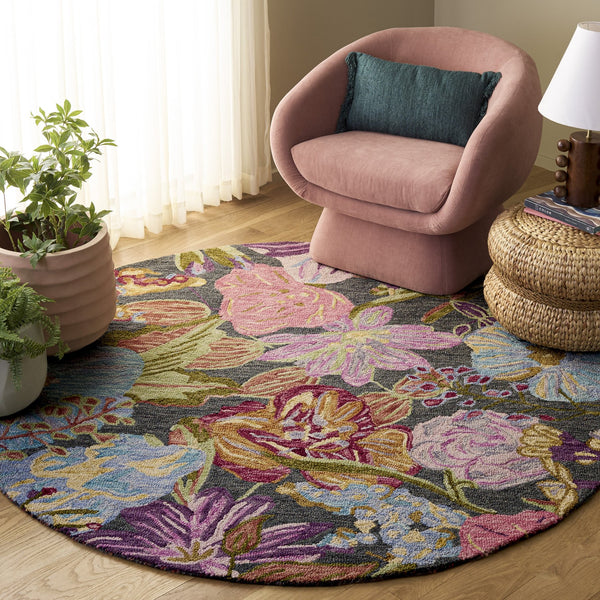 Safavieh Jardin Hand-Tufted Green & Light Blue Floral Rug, Wool-Cotton Blend, Artisanal Indian Craft For Cozy Elegance 9'-0" x 12'-0" JAR374Y-9