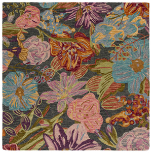 Safavieh Jardin Hand-Tufted Green & Light Blue Floral Rug, Wool-Cotton Blend, Artisanal Indian Craft For Cozy Elegance 9'-0" x 12'-0" JAR374Y-9