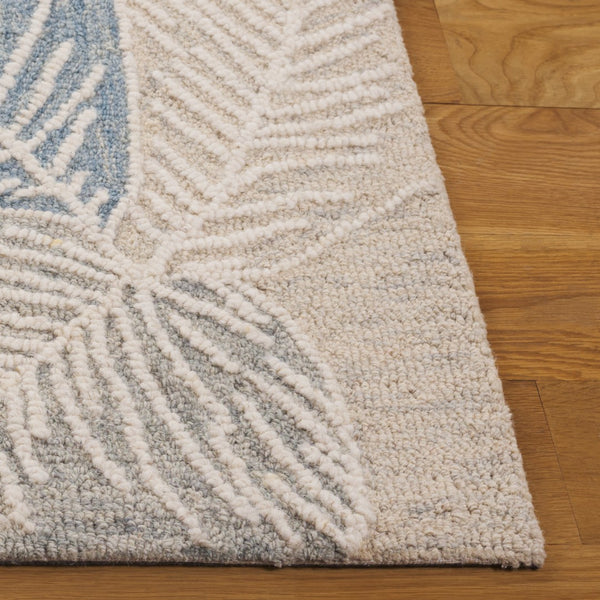 Safavieh Jardin Hand-tufted Area Rug In Elegant Taupe With Floral Design For A Cozy Living Space Decor Blue ,Ivory 80% Wool,20% Cotton Jar375m-8