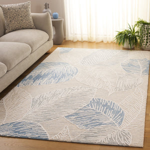 Safavieh Jardin Hand-tufted Runner Rug - Luxurious Floral Design In Warm Taupe For Elegant Home Décor Blue ,Ivory 80% Wool,20% Cotton Jar375m-5