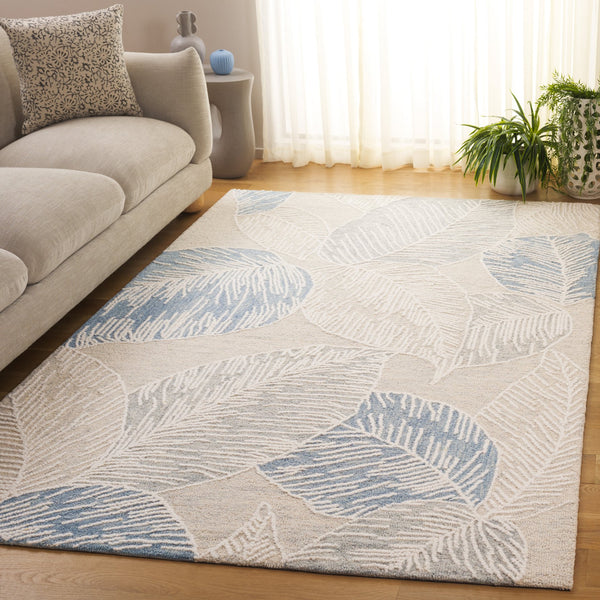 Safavieh Jardin Hand-tufted Runner Rug - Luxurious Floral Design In Warm Taupe For Elegant Home Décor Blue ,Ivory 80% Wool,20% Cotton Jar375m-5