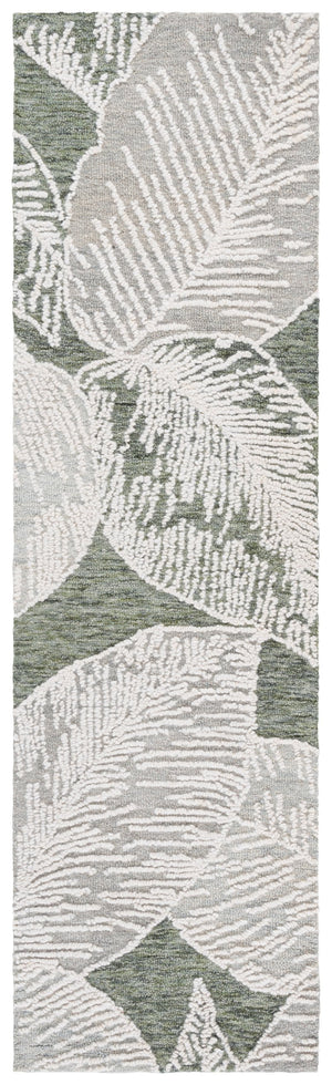 Safavieh Jardin Hand-tufted Runner Rug - Luxurious Floral Design In Warm Taupe For Elegant Home Décor Green ,Ivory 80% Wool,20% Cotton Jar375y-28