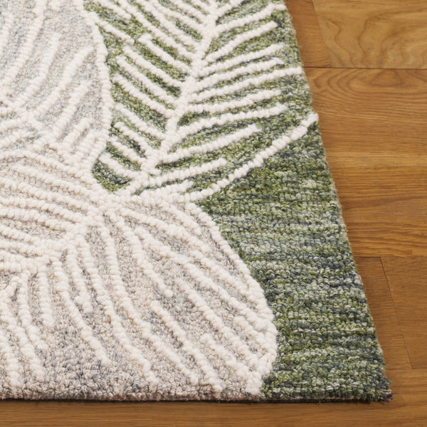 Safavieh Jardin Hand-tufted Runner Rug - Luxurious Floral Design In Warm Taupe For Elegant Home Décor Green ,Ivory 80% Wool,20% Cotton Jar375y-5