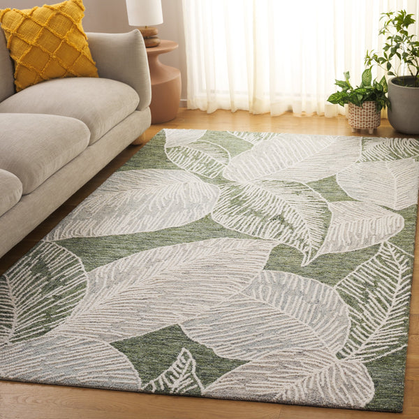 Safavieh Jardin Hand-tufted Runner Rug - Luxurious Floral Design In Warm Taupe For Elegant Home Décor Green ,Ivory 80% Wool,20% Cotton Jar375y-5