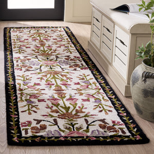 Safavieh Jardin Hand-Tufted Ivory & Black Floral Round Rug, Wool-Cotton Blend, Low-Profile Comfort And Style 6'-0" x 6'-0" JAR376A-6R
