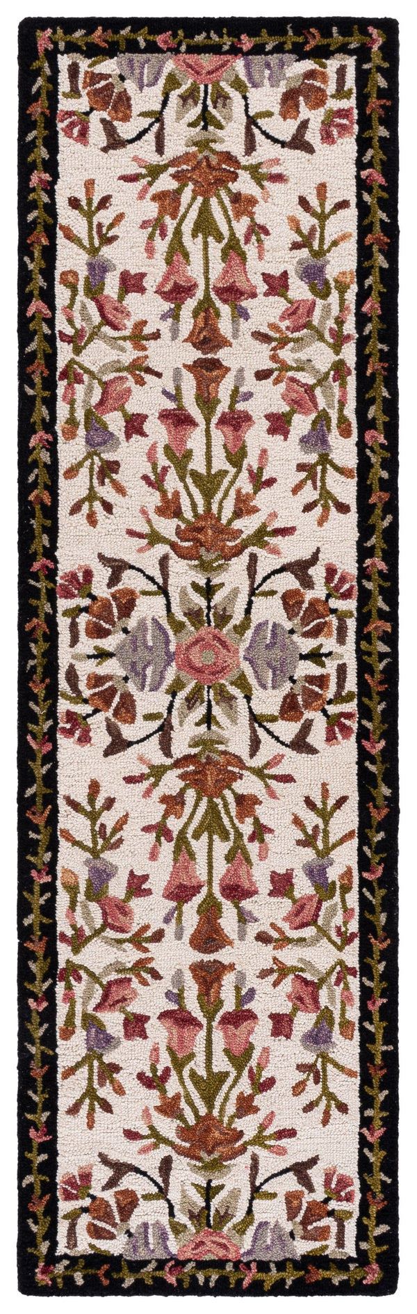 Safavieh Jardin Hand-Tufted Ivory & Black Floral Round Rug, Wool-Cotton Blend, Low-Profile Comfort And Style 6'-0" x 6'-0" JAR376A-6R