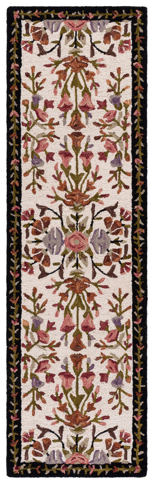 Safavieh Jardin Hand-Tufted Ivory And Black Floral Rug, Wool-Cotton Blend, Low-Profile Luxury For Living Spaces 4'-0" x 6'-0" JAR376A-4