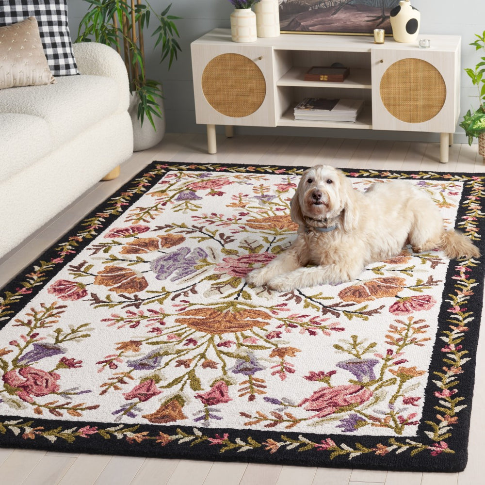Safavieh Jardin Stunning Hand-tufted Area Rug - Elegant Floral Design For Cozy Living Spaces And Decor Ivory ,Black 85% Wool,15% Cotton Jar376a-8
