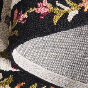 Safavieh Jardin Handcrafted 5x8 Ivory And Black Rug – Elegant Floral Design, Cozy Comfort, Durable Wool Blend Ivory ,Black 85% Wool,15% Cotton Jar376a-5