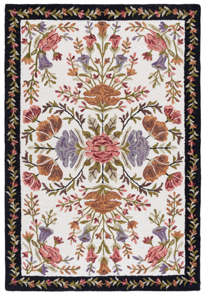 Safavieh Jardin Hand-Tufted Ivory & Black Floral Rug — Wool-Cotton Blend, Low-Profile Elegance For Living Areas 9'-0" x 12'-0" JAR376A-9