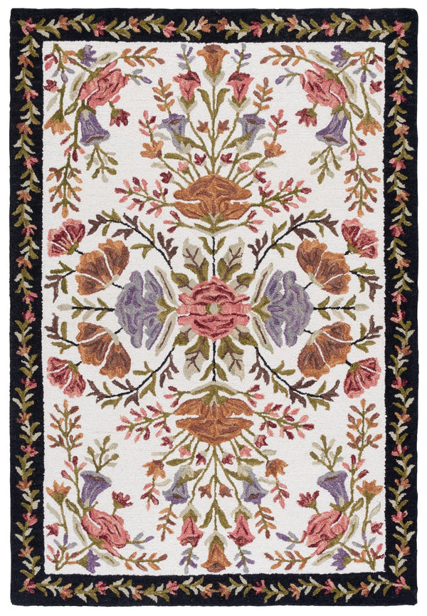 Safavieh Jardin Ivory Black Floral Rug — Hand-Tufted Wool-Cotton Blend, Low-Profile Comfort & Timeless Style 6'-0" x 6'-0" JAR376A-6SQ