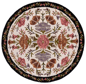 Safavieh Jardin Hand-Tufted Ivory & Black Floral Round Rug, Wool-Cotton Blend, Low-Profile Comfort And Style 6'-0" x 6'-0" JAR376A-6R