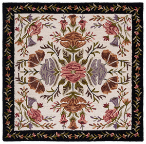 Safavieh Jardin Hand-Tufted Ivory & Black Floral Round Rug, Wool-Cotton Blend, Low-Profile Comfort And Style 6'-0" x 6'-0" JAR376A-6R