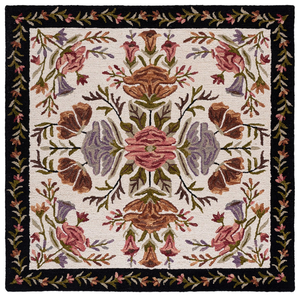 Safavieh Jardin Hand-Tufted Ivory & Black Floral Round Rug, Wool-Cotton Blend, Low-Profile Comfort And Style 6'-0" x 6'-0" JAR376A-6R