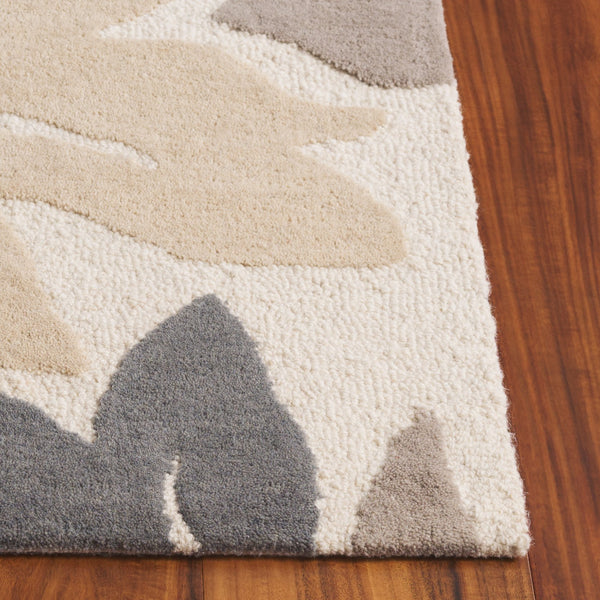 Safavieh Jardin Handtufted Runner Area Rug - Luxurious Wool & Cotton Blend For Elegant Home Décor Ivory ,Grey 80% Wool & 20% Cotton Jar402a-5