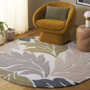 Safavieh Jardin Handtufted Runner Area Rug - Luxurious Wool & Cotton Blend For Elegant Home Décor Ivory ,Grey 80% Wool & 20% Cotton Jar402a-6r