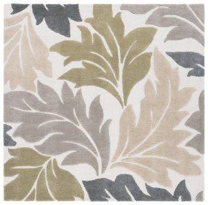 Safavieh Jardin Handtufted Runner Area Rug - Luxurious Wool & Cotton Blend For Elegant Home Décor Ivory ,Grey 80% Wool & 20% Cotton Jar402a-6sq